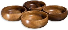 63637 Home Essentials & Beyond Natural Acacia Wooden Bowls Hand-carved Calabash Small Dip Tr