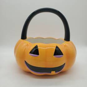 9200020573 Home Halloween Target 2006 Hand-painted Ceramic Pumpkin Trick Or Treat Basket