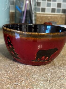 Nl0703 Home Studio 2 Woodland Collection 5 Inch Soup Cereal Bowl Bear Pine Trees Red