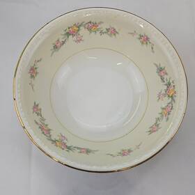 Homer Laughlin E50n5 Vtg Georgian Floral Rose Serving Bowl Ivory Scalloped Edge