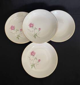 Hlc3656 Homer Laughlin 4 - Vintage Floral Rose China Salad Dessert Bowls 7.25 Inch