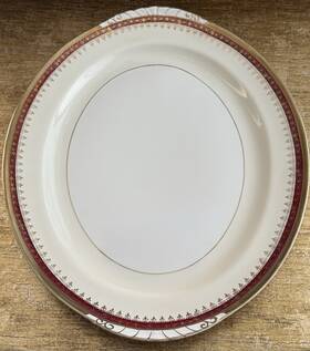 Homer Laughlin N1642 Eggshell Nautilus Cardinal Platter 15 Inch Oval Serving Plate Vintage