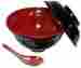 Hssb-rb161 Happy Sales Set Of Rice Miso Soup Bowl With Lid And Spoon Black Red Color 636173667735