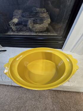 H0009-mustard Hubert Large Yellow Serving Bowl Oval Melamine Mustard 17 1/2 X 12