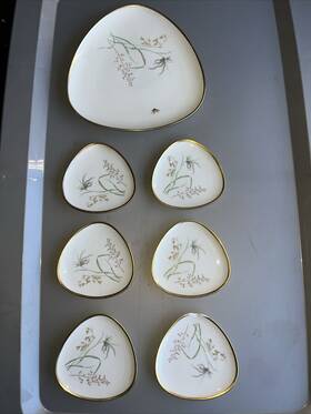 80981 Hutschenreuther Set Of 7 China Wheaton Rimmed Plate Small Plates