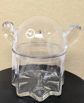 Ikea 105.996.11 Kustfyr Bowl With Lid Ghost Clear Glass 5 Inch Halloween Decor Mint