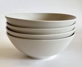 12011-1 Ikea Set Of 4 Light Gray Soup / Cereal Bowls 6 3/8 Inch Stoneware Euc