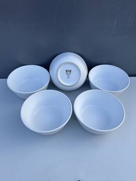 12011-2 Ikea 5 Collectible Soup Bowls White Color 6 Inch #12011-2 By Sweden
