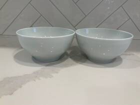 20726 Ikea 365 Pryke Turkey Rice Bowls 2 Cereal Soup 6.25 Inch White Footed
