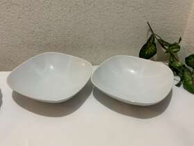 21986 Ikea Set Of 2 Square Soup Cereal Bowl Salad 8 Inch White Porcelain Thailand G5