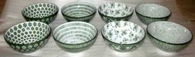 705.114.51 Ikea Set Of 8 Entusiasm Patterned Green White 4 .5 Inch Porcelain Bowls Rice Dessert