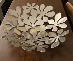 Ikea C5220 Stockholm Monica Mulder Design Stainless Steel Metal Floral Fruit Bowl 17 Inch