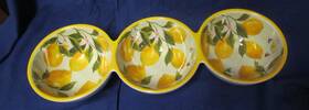 Il Mulino 887424025488 Lemons Melamine Divided Round Three Section Serving Bowl New 14.5 Inch