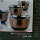Imperial Home Stainless Steel 4 Piece Mixing Bowls Copper With Silicone Base 852038011301
