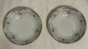 M7160 Imperial Set Of 2 Vtg China W. Dalton Seville Fruit Berry Bowl 5 1/2 Inch Blue Rose