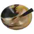In4451-in4101 Handmade Renaissance Style Bovine Horn Spoon Bowl 16oz All Natural Set 744633189021