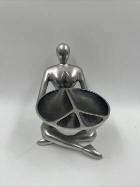 100608 Inspired Generations Contemporary Lady Figure Peace Sign Bowl Dish Mcm