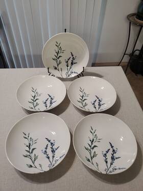 3428cs Intesa 5 Blue Wildflower Porcelain Pasta Salad Bowl Floral White Turkey 9.25 Inch Ec
