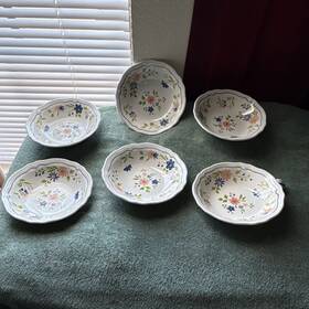 Ironstone 4453 Country French 6pc Ceramic Floral Bowl Set 7.5in Mpn