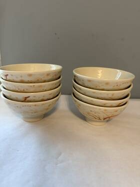 Or-5705 Janco China Melamine 10 Oz 4.75 Inch Rice Bowl Set Of 8 Orchid Asian Pattern