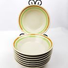Ji Stonecrest Candice Soup Cereal Bowls Ivory Green Orange
