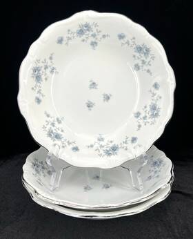 Johann Haviland S2c3e Lot Of 3 - Soup Coupe Bowl 7.5 Inch Fine Bavarian China Blue Garland