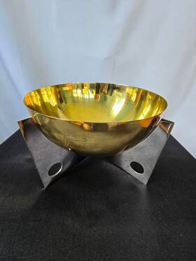 441199 Jonathan Adler Rare Berlin Large 9 Inch Decorative Storage Bowl Gold Silver Plated