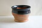Jrs7 Orange And Black Ceramic Bowl Stoneware With Shino Glaze