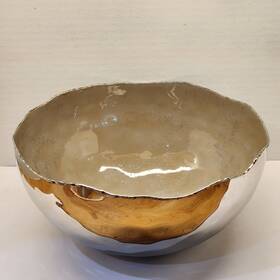 1795 Julia Knight Enamel Shallow Cascade Mist Serving Bowl Mother Of Pearl
