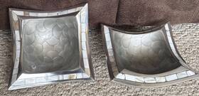 2julia Julia Knight Classic 6.5 Inch Pagoda Bowls Gray With Mosaic Mother Of Pearl Euc