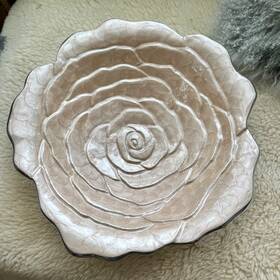 Julia Knight 812501025181 Rose Enameled Bowl 15 Inch Cream White Gray Serving Dish Display