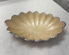 Julia Knight Prod227390034 Peony 8.5-inch Oval Bowl With Scalloped Edges In Mother Of Pearl