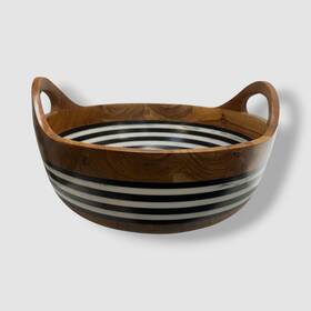 Juliska 815261024852 Brown Stonewood Stripe Round Serving Bowl