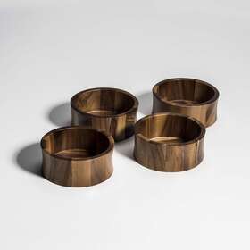 328a-4 Kalmar Home Acacia Wood 6-inch Curved Salad Bowl Set Of 4