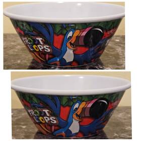 98083 Kelloggs 2007 Froot Loops Plastic Cereal Ice Cream Bowls Toucan Sam Set Of 2