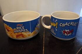 1349-0963 Kelloggs Galerie 33558 1349-0963/65 Rice Krispies Snap Crackle Pop Ceramic Bowl And Mug Set 2-piece