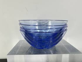 Kosta Boda 321646023080 Bruk 19.8 Ounce Transparent Bowl Blue Set Of 4