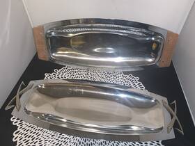 Tray16.25 Kromex Tray16 2 Vintage Serving Tray With Wood Handles Chrome