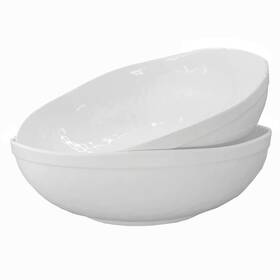 Kx-ware 644824567747 Melamine Serving Bowls -2pcs 12inch Larger Salad Bowls/mixing White Col