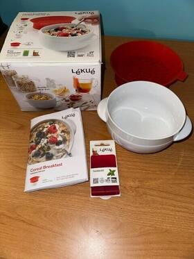 L Ku 420460003526 Rare Lekue Cereal Bowl Individual Oatmeal Teasquee In Box