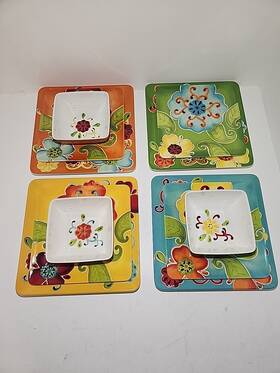 Gates11 Laurie Gates 11 Piece Melamine Dish Set 3 Bowls 4 Salad Plates Dinner