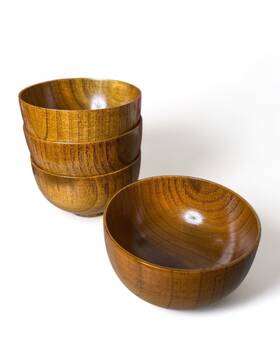 Lavaux Designs 727156822651 Set Of 4 Acacia Wood Small Bowls Fl Oz 3.25 2 Inches Hand Carved Woode