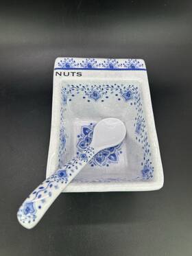 Bn31 Le Cadeaux Madrid White Floral Serveware Nut Dish Serving Spoon Melamine