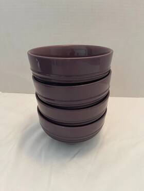 Le Creuset 630870062923 Set Of 4 - Stoneware 8-inch Cereal Bowl Rare Cassis Purple