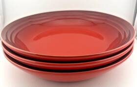 Le Creuset 843251161270 Red Vancouver Pasta Bowls 9.75 Inch Embossed Set Of 3