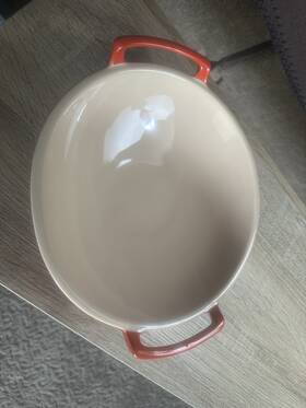 9103111506 Le Creuset 19-11 Mini Wok Shaped Bowl Red Color Handled 8 1/2 Diameter