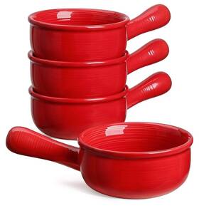Le Tauci 716852942923 Onion Soup Bowls Chili Or Stew. Red. Set Of Four