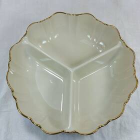 Lenox 091709176882 Symphony Divided Condiment Relish Dish Ivory Cream With Gold Trim Usa