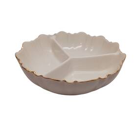 Lenox 1-101-4550 Symphony Divided Relish Dish Ivory Gold Trim 3 Section Serving Bowl 7.5in