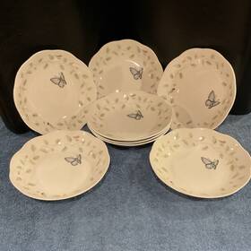 Lenox 6114027 Butterfly Meadow Pasta Or Soup Bowls Set Of 8 Porcelain 3/4 Inch